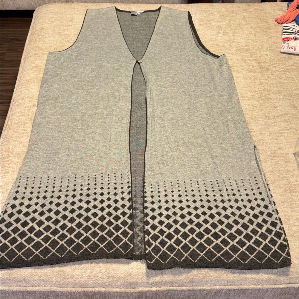 Vintage 3X I.K.C for Country Wear wool blend Sleeveless Gray Knit Vest duster